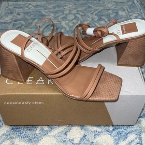 NIB Dolce Vita Anthropologie Luggage Stella Brown Leather Paxx Tie Up Heels 9.5